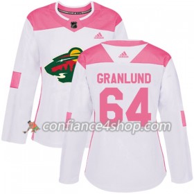 Adidas Maillot de Hockey Minnesota Wild Mikael Granlund 64 2017-2018 Blanc Rose Fashion Authentic - Femme